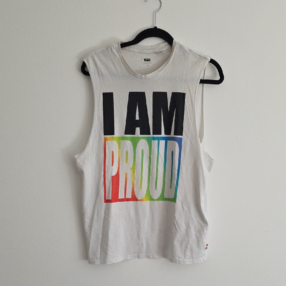 Levi's White Tank Top with Bold Multicolor Statement